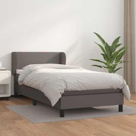 Cama box spring con colchón cuero sintético gris 80x200 cm de , Camas y somieres - Ref: Foro24-3127221, Precio: 308,31 €, Des...