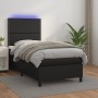 Cama box spring colchón y LED cuero sintético negro 100x200 cm de , Camas y somieres - Ref: Foro24-3135867, Precio: 383,16 €,...