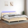 Boxspringbett mit Matratze und LED-Cremestoff 200x200 cm von , Betten und Lattenroste - Ref: Foro24-3133666, Preis: 597,76 €,...