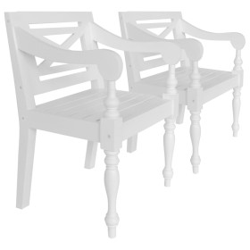 Sillas Batavia 2 unidades madera maciza de caoba blanco de , Sillas de comedor - Ref: Foro24-246963, Precio: 228,99 €, Descue...