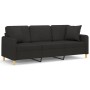 Sofá de 3 plazas con cojines tela negro 180 cm de , Sofás - Ref: Foro24-3200921, Precio: 295,99 €, Descuento: %