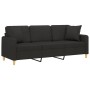 Sofá de 3 plazas con cojines tela negro 180 cm de , Sofás - Ref: Foro24-3200921, Precio: 295,99 €, Descuento: %