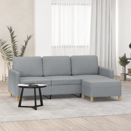 Sofá de 3 plazas con taburete de tela gris claro 180 cm de , Sofás - Ref: Foro24-3201192, Precio: 356,99 €, Descuento: %