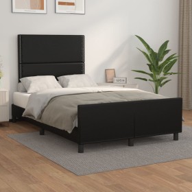 Bed frame with headboard black synthetic leather 120x200cm by , Beds and slatted bases - Ref: Foro24-3125500, Price: 184,86 €...