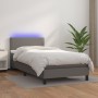 Box spring bed and LED mattress gray synthetic leather 80x200 cm by , Beds and slatted bases - Ref: Foro24-3134133, Price: 30...