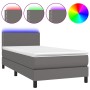 Cama box spring y colchón LED cuero sintético gris 80x200 cm de , Camas y somieres - Ref: Foro24-3134133, Precio: 303,17 €, D...