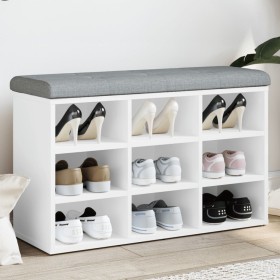 White engineered wood shoe bench 82x32x50 cm by , Benches for halls and storage - Ref: Foro24-835103, Price: 93,32 €, Discoun...