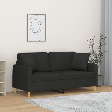 Sofá de 2 plazas con cojines tela negro 140 cm de , Sofás - Ref: Foro24-3200913, Precio: 238,45 €, Descuento: %