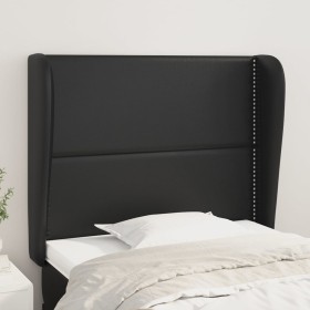 Cabecero con orejas de cuero sintético negro 103x23x118/128cm de , Cabeceros y pies de cama - Ref: Foro24-3117900, Precio: 84...