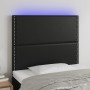 Cabecero con luces LED cuero sintético negro 100x5x118/128 cm de , Cabeceros y pies de cama - Ref: Foro24-3122368, Precio: 66...