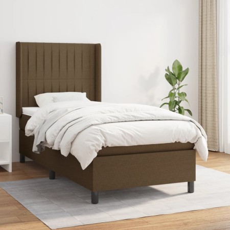 Box spring bed with dark brown fabric mattress 90x190 cm by , Beds and slatted bases - Ref: Foro24-3131556, Price: 364,55 €, ...