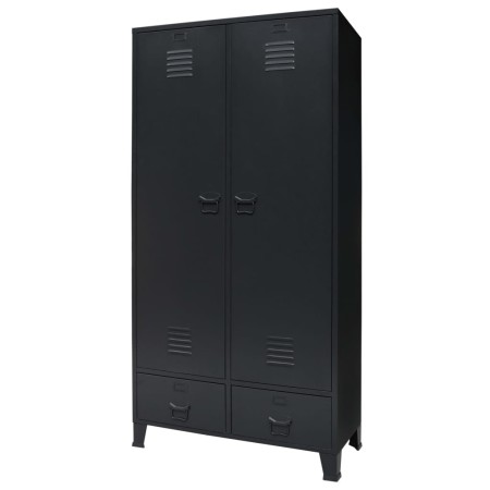 Armario metálico de estilo industrial 90x40x180 cm negro de vidaXL, Armarios roperos - Ref: Foro24-245961, Precio: 484,16 €, ...