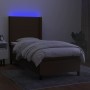 Boxspringbett-Matratze und LED-Leuchten aus dunkelbraunem Stoff, 90 x 190 cm von , Betten und Lattenroste - Ref: Foro24-31381...