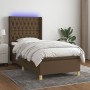 Cama box spring colchón y luces LED tela marrón oscuro 90x190cm de , Camas y somieres - Ref: Foro24-3139080, Precio: 393,50 €...