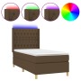 Boxspringbett-Matratze und LED-Leuchten aus dunkelbraunem Stoff, 90 x 190 cm von , Betten und Lattenroste - Ref: Foro24-31390...