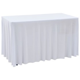 Elastic table covers 2 pcs with skirt 120x60.5x74 cm white by vidaXL, Covers - Ref: Foro24-133584, Price: 34,38 €, Discount: %