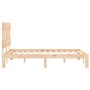 Double bed frame with solid wood headboard by , Beds and slatted bases - Ref: Foro24-3193566, Price: 108,99 €, Discount: %