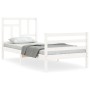 Estructura de cama individual con cabecero madera maciza blanco de , Camas y somieres - Ref: Foro24-3194922, Precio: 104,10 €...