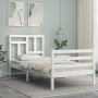 Estructura de cama individual con cabecero madera maciza blanco de , Camas y somieres - Ref: Foro24-3194922, Precio: 104,10 €...