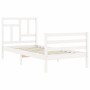 Single bed frame with white solid wood headboard by , Beds and slatted bases - Ref: Foro24-3194922, Price: 100,99 €, Discount: %