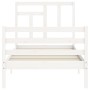 Estructura de cama individual con cabecero madera maciza blanco de , Camas y somieres - Ref: Foro24-3194922, Precio: 104,10 €...