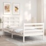 Estructura de cama individual con cabecero madera maciza blanco de , Camas y somieres - Ref: Foro24-3193947, Precio: 106,99 €...