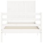 Single bed frame with white solid wood headboard by , Beds and slatted bases - Ref: Foro24-3194467, Price: 127,09 €, Discount: %