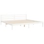 Double bed frame with white solid wood headboard by , Beds and slatted bases - Ref: Foro24-3194522, Price: 209,50 €, Discount: %