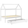 Children's bed structure with pine wood drawer, white, 80x160 cm by vidaXL, Cribs and beds for children - Ref: Foro24-322140,...