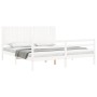 Double bed frame with white solid wood headboard by , Beds and slatted bases - Ref: Foro24-3194782, Price: 186,67 €, Discount: %