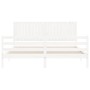 Double bed frame with white solid wood headboard by , Beds and slatted bases - Ref: Foro24-3194782, Price: 186,67 €, Discount: %