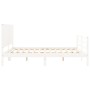 Double bed frame with white solid wood headboard by , Beds and slatted bases - Ref: Foro24-3194782, Price: 186,67 €, Discount: %