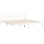 Double bed frame with white solid wood headboard by , Beds and slatted bases - Ref: Foro24-3194782, Price: 186,67 €, Discount: %