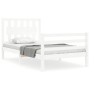 Estructura de cama individual con cabecero madera maciza blanco de , Camas y somieres - Ref: Foro24-3194272, Precio: 107,99 €...