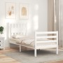 Estructura de cama individual con cabecero madera maciza blanco de , Camas y somieres - Ref: Foro24-3194272, Precio: 107,99 €...