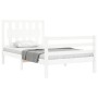 Estructura de cama individual con cabecero madera maciza blanco de , Camas y somieres - Ref: Foro24-3194272, Precio: 107,99 €...