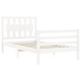 Estructura de cama individual con cabecero madera maciza blanco de , Camas y somieres - Ref: Foro24-3194272, Precio: 107,99 €...