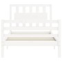 Estructura de cama individual con cabecero madera maciza blanco de , Camas y somieres - Ref: Foro24-3194272, Precio: 107,99 €...