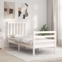 Estructura de cama individual con cabecero madera maciza blanco de , Camas y somieres - Ref: Foro24-3194207, Precio: 109,67 €...