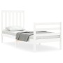 Estructura de cama individual con cabecero madera maciza blanco de , Camas y somieres - Ref: Foro24-3194207, Precio: 109,67 €...