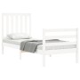 Estructura de cama individual con cabecero madera maciza blanco de , Camas y somieres - Ref: Foro24-3194207, Precio: 109,67 €...