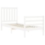 Estructura de cama individual con cabecero madera maciza blanco de , Camas y somieres - Ref: Foro24-3194207, Precio: 109,67 €...