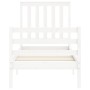 Estructura de cama individual con cabecero madera maciza blanco de , Camas y somieres - Ref: Foro24-3194207, Precio: 109,67 €...