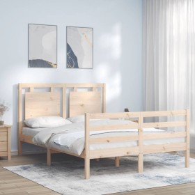 Estructura de cama con cabecero madera maciza 140x190 cm de , Camas y somieres - Ref: Foro24-3194031, Precio: 131,39 €, Descu...