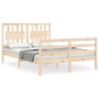 Bed frame with solid wood headboard 140x190 cm by , Beds and slatted bases - Ref: Foro24-3194291, Price: 130,70 €, Discount: %