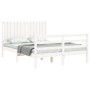 Estructura cama de matrimonio con cabecero madera maciza blanco de , Camas y somieres - Ref: Foro24-3194742, Precio: 160,43 €...