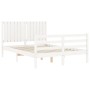 Estructura cama de matrimonio con cabecero madera maciza blanco de , Camas y somieres - Ref: Foro24-3194742, Precio: 160,43 €...