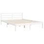 Estructura cama de matrimonio con cabecero madera maciza blanco de , Camas y somieres - Ref: Foro24-3194742, Precio: 160,43 €...