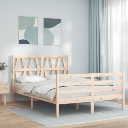 Estructura de cama con cabecero madera maciza 140x190 cm de , Camas y somieres - Ref: Foro24-3194356, Precio: 126,99 €, Descu...