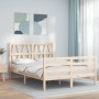 Bed frame with solid wood headboard 140x190 cm by , Beds and slatted bases - Ref: Foro24-3194356, Price: 126,77 €, Discount: %